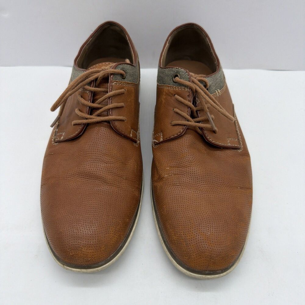 R2 Mens Ronan Perforated Lace-Up Oxfords in Brown Size 8M